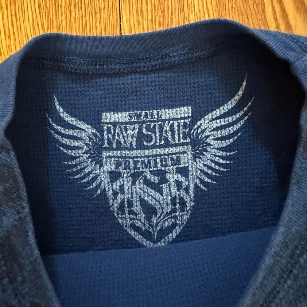 Raw State Men's Shirt Y2K Skater Gothic Long Sleeve Blue Baggy Size Small - Picture 6 of 8